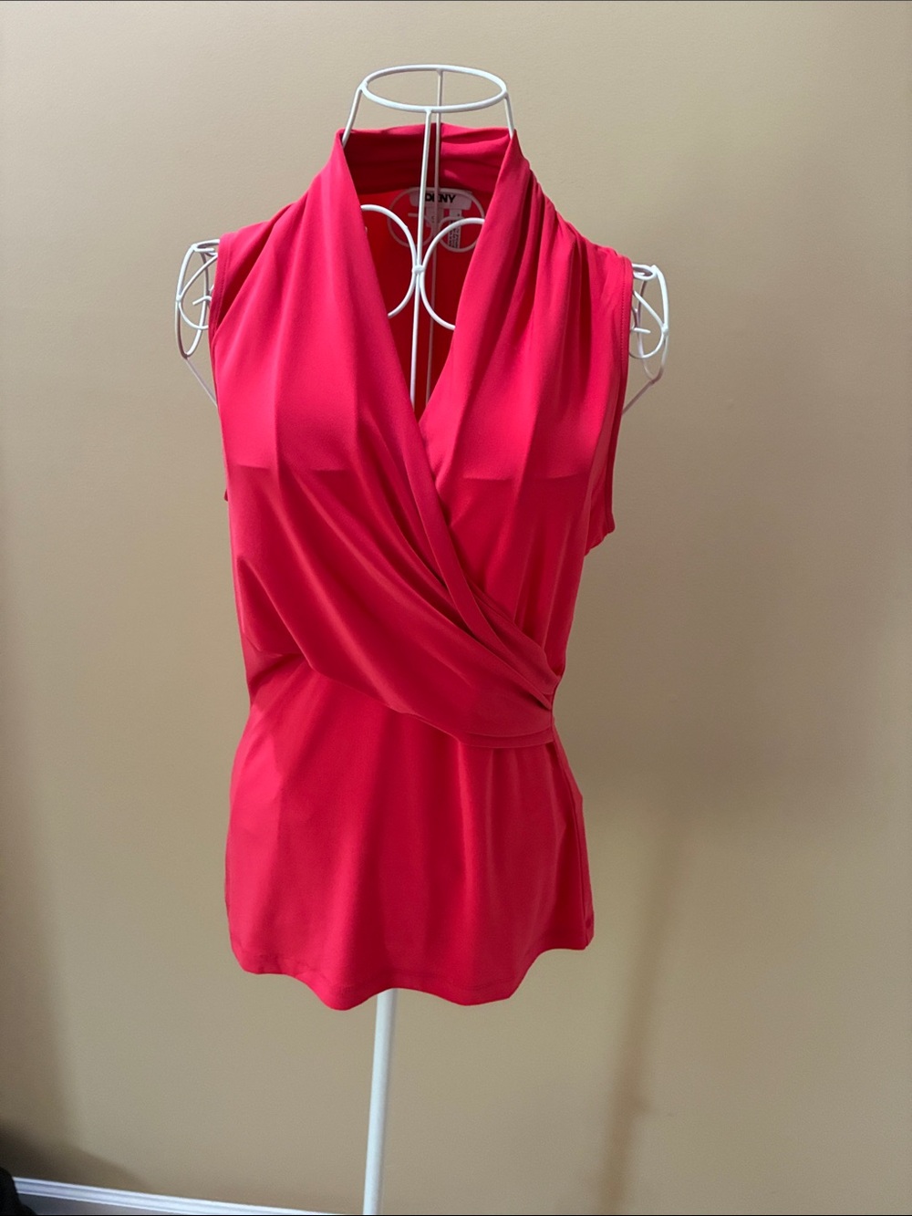 DKNY Sleeveless Surplice Wrap Top - Hot Pink